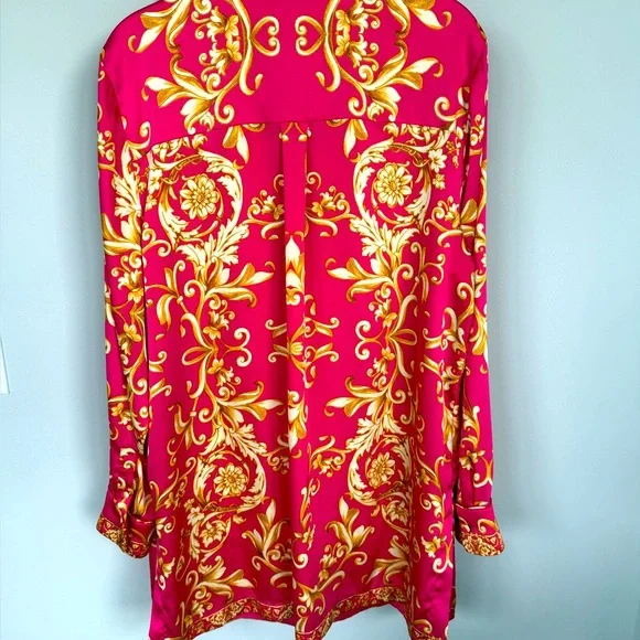 Fuschia Pink and Gold Tunic Blouse - Picture 4 of 6